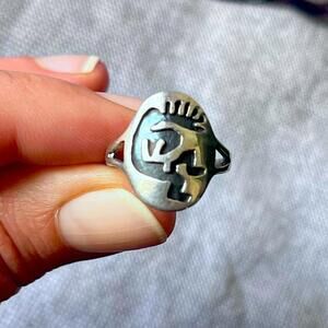 Unique Vintage 90s Sterling‎ Silver Tribal Ring Y2K
